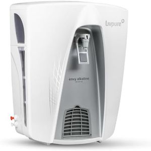 Livpure Envy Alkaline RO+UV+UF+Alkaliser Water Purifier for Home, Alkaline pH 8+, 8 L Storage Tank, suitable for borewell, tanker and municipal water, (White)