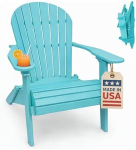 Aruba Blue-Poly Lumber Folding Adirondack Chair with Rolled Seating Heavy Duty Everlasting Lifetime PolyTuf HDPE - Made in USA - Amish Crafted