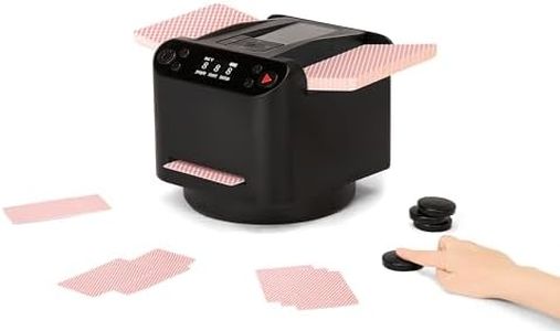 2-in-1 Automatic Card Shuffler and Dealer Machine, 360 ° Rotating Playing Cards Dispenser with 4 Remote Dealing Buttons, Rechargeable Cards Dealing Device for Casino Hold'em, Blackjack, Bridge, UNO
