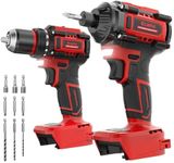 Cordless Drill Driver Impact Driver Compatible with Milwaukee 18V Battery (Bare Only), Brushless Power Tool Combo Kits, 3/8'' Drill 2800 In-lbs & 1/4'' Driver 440 In-lbs for Home DIY, Woodworking