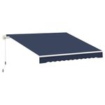 Outsunny 10' x 8' Manual Retractable Awning, Sun Shade Shelter Canopy, with Aluminum Frame and UV Protection for Patio Deck Yard Window Door, Blue