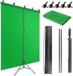 Green Screen Backdrop Kit, 5X6.5ft Portable Green Screen Backdrop with Stand kit, GreenScreen Background with Stand Carrying Bag Clamp for Streaming Video Zoom