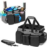 LoDrid Large Professional Cleaning Caddy with Detachable Divider, Supply Organizer with Handle and Shoulder Strap, Cleaning Bags for Housekeepers & Cleaners, Black