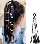 QUILBOOL Colourful Braids Kids Hair Braiding Colourful Hair Rope Headbands, Coloured Hair Extensions, Hair Pieces Twist Braid, Rainbow Braid Hair Extension, Kids Hair Extensions (2 pc, Multi Color)