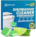 Maravello Dishwasher Cleaner and Deodorizer 24 Tablets Dish Washer Machine Deep Clean Descaler Pods for Cleaning Heavy Duty Grease, Limescale, Hard Water, Calcium and Odor Removal - 12 Months Supply