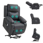 HOMCOM Electric Power Lift Recliner Chair Vibration Massage Reclining Chair with Remote Control and Side Pocket, Dark Grey