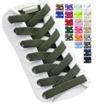 Puzeam 2 Pairs Elastic Laces - No Tie Shoelaces for Kids, Adults Trainers Shoes Army Green 120