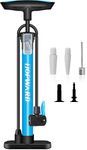 Topward Bicycle Floor Pump, Portable Bike Tyre Pump for Mountain Road Cycling - Fits Presta Schrader Valve, Mini Cycle Air Pump for MTB Football Basketball Air Cushion, Ball Pump with Needle - Blue