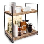 Gzsekken Coffee Station,2 Tier Coffee Bar Accessories Organiser,Wooden Kitchen Counter Shelf,Coffee Condiment Storage, Standing Coffee Station and Organiser,Coffee Caddy for Kitchen, Home,Office