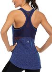 ICTIVE Workout Tank Tops for Women Sleeveless Yoga Tops for Women Mesh Racerback Backless Running Gym Shirts Dark Blue S