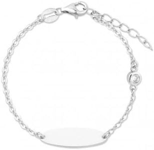 Turmalina by martina Turmalina - Pulsera esclava ID de Plata de Ley 925 bebé o niña, pulsera con placa, largo de 11 más 2,5 cm de extensor de la marca de joyería