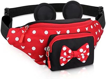 Cute Fanny Pack for Travel Fanny Pack Women Waist Pack Teen Girls Mini Mouse Belt Bag Cartoon Fanny Pack Hiking Bum Bags Outdoor Waist Bag with Mouse Ears, Red, Large, Disney Fanny Pack