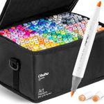 Ohuhu Brush Markers - 216-color Double Tipped Alcohol-based Art Marker Set for Artist Adults Coloring Illustration -Brush & Chisel Dual Tips - Honolulu Series of Ohuhu Markers Pen Gift