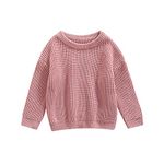 Baby Oversized Knitted Jumper Girls Boys Winter Ribbed Knit Sweater Chunky Pullover Long Sleeve Knitwear Top Soft Unisex Toddler Baby Clothes Autumn Outwear (A 01- DarkPink, 12-18 Months)