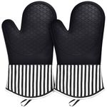 KATUMO Silicone Oven Mitts, Professional 466℉ Heat Resistant Cooking Gloves Non Slip with Soft Cotton Lining Kitchen Mittens Baking Glove Potholder for Cooking, Baking, BBQ, 1 Pair