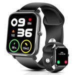 Smart Watch for Men Women with Bluetooth Call, IP68 Waterproof Fitness trackers with Heart Rate Blood Pressure Blood Oxygen Sleep Monitor, 1.96" HD Smartwatch Android & iOS (Matte Black)