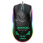 Wired Gaming Mouse, J900 6 RGB Lighting 6400 DPI Programmable USB Gaming Mice with 6 buttons, Honeycomb Shell Ergonomic Design for PC Gamers and Xbox and PS4 Users Black