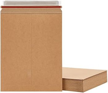 25-Pack Stay Flat Rigid Mailers 9x11.5 with Self Adhesive Seal, 450 gsm Sturdy Brown Cardboard Envelopes for Shipping Photos, Magazines, Comic Books, Art Prints, Documents, Collectibles