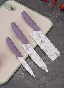 ZEPLORE Stainless Steel 3 Pieces Kitchen Knives Set Chef Knife Set.Meat Knife with Sharp Blade with Ergonomic Handle for Home Kitchen and Restaurant (Purpel)