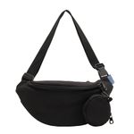 Ausion Fanny Pack Waist Bag for Men&Women Adjustable Belt Hip Bum Bag Fashion Water Resistant Hiking Waist Bag for Traveling Casual Running Hiking Cycling, large bag-black