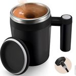 AFRAD Self Stirring Mug,Rechargeable Auto Magnetic Stirring smart Coffee Mug with Lid and Stir Bar Stainless Steel Waterproof 14oz Automatic Mixing Cup for Coffee Milk Cocoa for Office Travel