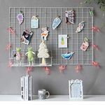 GBYAN Wall Grid 2 Pack Wire Photo Board White Panels Desk Wall Organizer for Memo, Picture Display, 25.6"x17.7 Each Grid Panel