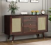 wood affair Wooden Sideboard Cabinet for Living Room, Drawing Room, Office & Lounge, Material: Solid Sheesham Wood, Storage Type: 2 Doors & 3 Drawers, Finish: Walnut