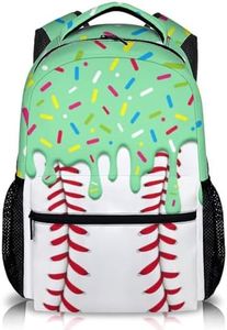 GiftRomance Kids Backpack Baseball Drip School Backpacks Bookbag for Boys Girls, Blue Ice Cream Baseball Backpacks for Travel Sports School Kindergarten