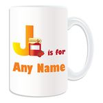 Personalised Gift - LARGE Letter J For Mug (Alphabet Design Theme, White) - Any Name / Message on Your Unique - A B C D E F G H I J K L M N O P Q R S T U V W X Y Z Initial Cute Symbol Phonetic Juliett Juliet Jam