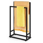 Free Standing Towel Rack 2 Tier Towel Holder Stand Hand Towel Drying Rack Black Towel Blanket Racks for Bathroom Laundry Room Bedroom Pool (Matte Black)