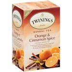 Twinings Orange Cinnamon Spice Herbal Individually Wrapped Tea Bags | Herbal Tea with Rooibos, Orange & Cinnamon | Naturally Caffeine-Free | 20 Count (Pack of 6) | Enjoy Hot or Iced