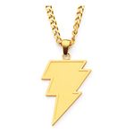 DC Black Adam Lightning Bolt Stainless Steel Pendant Necklace