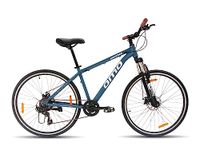 Omobikes Alloy Hybrid S7 | Alloy Frame Hybrid Cycle | 7 Speed Shimano Gears | Dual Disc Brakes | 700C 29T |15+ Years Unisex Adult (Blue 17" Frame, Zoom Lockout Suspension 80mm)