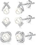 ASH'S CHOICE Pearl Earrings, 3 Pair