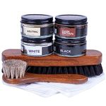 FootFitter Shoe Shine Detailing Set - Horsehair Brushes, Shoe Cream or Polish, Shine Cloth & Tin! Everyday Shoe Care Kit