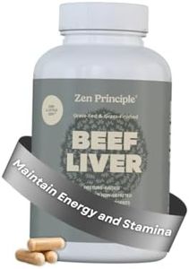 Zen Principle Ultra-Pure Desiccated Beef Liver, Grass-Fed, Pasture-Raised Cows. No Hormones or GMO. Natural Energy and Workout Boost from Iron, Amino Acids, Protein and Vitamins. 180 Capsules 800 Mg.