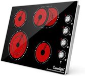Cusinesync 4 Burner Electric Cooktop 30 Inch, Built-in Electric Stove with Knob Control, Auto shutdown and Residual Heat Warning, 7400W, 220-240v Hard Wire(No Plug)