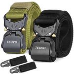 TEUVO 2 Pcs Tactical Belts for Men, Utility Belt with Quick Release Buckle for Police, Firefighters and Security Guards, Freely Adjustable Nylon Military Belt