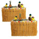 TOSFUYA 2 Pack Grass Table Skirts - 9ft x 29in Hawaiian Table Skirt Tiki Tropical Hawaii | Moana Events Decorations