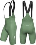 Wulibike Cycling Bib Shorts Men 4D Padded High Elasticity Tights Bike Bibs Shorts Men with 3 Pockets for Road & Gravel Biking Grass Green Medium