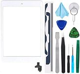 White Digitizer Repair Kit for iPad Mini 1&2 A1432 A1489 Touch Screen Digitizer Replacement with IC Chip + Home Button + Tools + Pre-Installed Adhesive