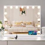 Leishe Vanity Mirror with Lights Hollywood Vanity Mirror with 15 Dimmable Bulbs Lighted Makeup Mirror with 3 Colors of Lights and Touch Controls