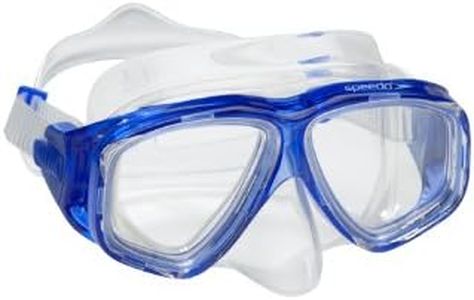 Speedo Unisex-Adult Swim Snorkel Dive Mask Anti-Fog with Nose Cover Adventure Series, M Blue, One Size