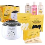 Mylee Professional Complete Waxing Kit with Wax Heater, Hard Wax Beads 2x500g, Applicator Spatulas, Pre & After Care Gel, Equipment Cleaner (Both Wax Pouches)