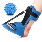 Tinzum Plantar Fasciitis Night Splint with Massage Ball for Plantar Fasciitis Relief | Planter Facetious Support for Achilles Tendonitis | Foot Brace for Ankle Arch Heel Pain | One Size for Men Women