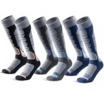 WEIERYA Ski Sock Merino Wool Ski Socks Mens Womens Skiing & Snowboarding Socks, Over The Calf, Black & Grey & Blue Large 3 Items