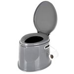 Hillington Lightweight and Portable 5L Camping Toilet with Seat, Lid, Handles and Roll Holder - Compact Waste for Indoor and Outdoor LooCaravan Picnic and Festivals (Without Cover)