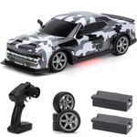 ACAMMZAR 1:16 RC Drift Car, 25KM/H 4WD High Speed Remote Control Cars for Kids, with LED Lights, Two Batteries, Extra Tires, Drift RC Cars for Adults