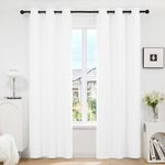 Deconovo Blackout Room Darkening Thermal Insulated Curtains, Energy Efficient & Noise Reducing Grommet Window Drapes for Bedroom, Living Room, Nuresrey, Kids Room, 42x90 Inch, 2 Panels, White