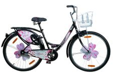 BSA LADYBIRD Evita Cycle for Girls 10 to 15 Years | 2 Years Warranty | 26T Bicycle for Girls and Women with Front Basket & Integrated Carrier, 90% Assembled & Durable Rigid Frame Cycle (Black)